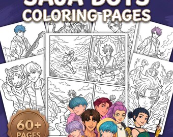 Saja boys coloring pages, Coloring Book, Printable coloring sheets, kpop demon hunters coloring book, Saja boys, kpop demon hunters