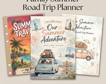 Family Summer Road Trip Planner | 100 Page Editable Canva Template | Road Trip Itinerary, Games & Budget | Kids Travel Activity Book