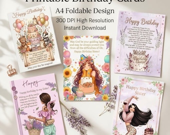 49 Pastel Birthday Card Bundle, printable birthday cards bundle, printable birthday card for sister, meme birthday card,80th birthday card