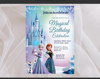 Frozen birthday party Invitation, Frozen Birthday Invitation Template Frozen Party Frozen Invites Frozen Editable Invitation