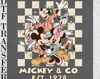 Vintage Cartoon Friends DTF Transfer Retro Character Group Shirt DTF Inspired Theme Park Design