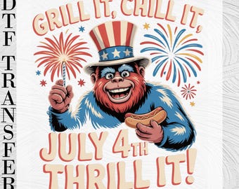 Bigfoot July 4th Patriotic DTF Transfer (Ready to Press)