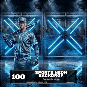 Toile de fond sport néon : 100 arrière-plans de photographie sombre néon dramatique, portrait d'athlètes téléchargement numérique, JPG