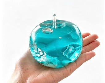 Handmade Crystal Ocean Apple Taba Squishy |  Ultra Soft Water Gel Jelly Toy | Jelly Fidget Toy | Clear Water Mochi Squeeze | ASMR Desk Pet