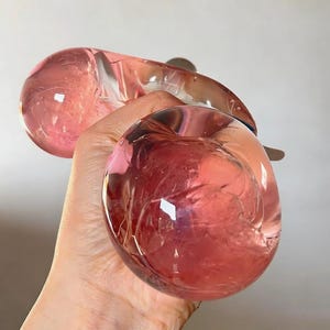 Handmade Crystal Clear Big Apple Squishy, Ultra Soft Water Gel Jelly Toy, Aesthetic Pink Rose Stress Ball, Cute Smiley Face Sensory Fidget