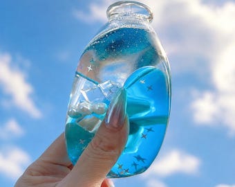 Sea Salt Soda Bottle Squishy Toy, Liquid Quicksand Sensory Fidget, Handmade Silicone Stress Relief, Cute Desk Decor, Anxiety Relief Gift