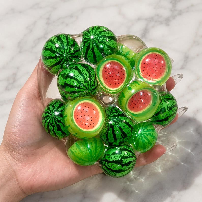 Jumbo Watermelon Bubble Cluster Squishy, Giant Handmade Jewel Bead ...