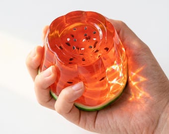 Handmade Jumbo Watermelon Taba Squishy | Clear Jelly Pudding Desk Pet | Slow Rising Fruit Fidget Toy | ASMR Tactile Adult Squeeze