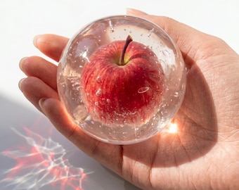Handmade Iced Apple Soda Taba Squishy | Crystal Clear Jelly Sphere Fidget | Ultra Soft Melting ASMR | Fake Food Desk Pet | Kawaii Gift