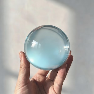 Clear Crystal Ball Squishy  | Firm & Slow Rising Stress Reliever | Ice Blue Sensory Fidget Toy | Aesthetic Desk Decor