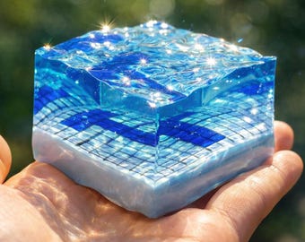 Cubo de agua transparente blando para piscina en miniatura, juguete realista de silicona apto para alimentos.