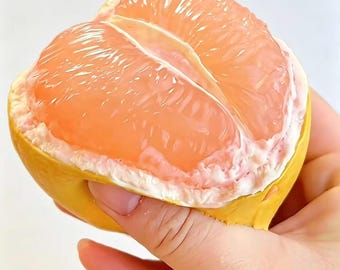 Hyper Realistic Peeled Fruit Taba Squishy | Lychee Pomelo Orange Fidget Toy |  Fake Food Desk Pet | ASMR Tactile Sensory Squeeze |  Handmade