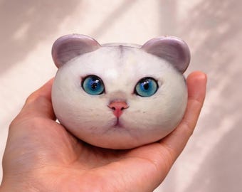Pelota antiestrés de espuma de poliuretano con foto de gato personalizada / Pelota antiestrés con retrato de mascota personalizado / Regalo para amantes de los gatos