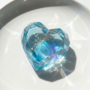 Handmade Icy Faceted Gemstone Squishy | Ultra Soft Melting Diamond Fidget | Prismatic Heart Slow Rebound | Desk Accessory