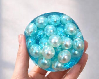 Bola antiestrés gigante de perlas de agua pura / Bola antiestrés de perlas sedosas cálidas y húmedas / Bola antiestrés de vaselina transparente / Juguete sensorial ASMR sin rebote / Hecho a mano
