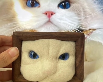 Marco de fotos personalizado con gato asomándose / Réplica de mascota personalizada en fieltro / Recuerdo conmemorativo 3D para la pérdida de un gato / Regalo único para una mamá de gatos