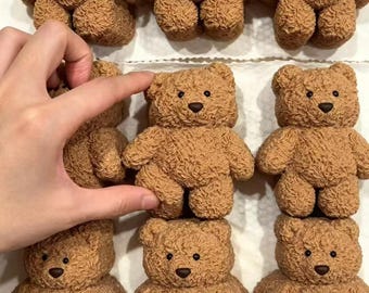 Handmade Textured Teddy Bear Taba Squishy | Ultra Soft Fake Plush Fidget Toy | Kawaii Desk Pet | ASMR Tactile Squeeze | Cute Stress Relief