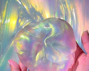 Aurora Pearl Clear Slime | Colour Changing Jelly Texture Desk Toy | Satisfying ASMR Bubble Pop Fidget | Thick Holographic Slime