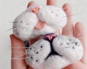 Soporte y coleccionista de bigotes de gato / Kit de fieltro para manualidades o bozal terminado / Lindo recuerdo para mamás de gatos / Regalo artístico de la suerte para amantes de los gatos