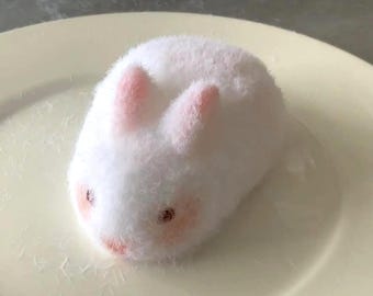 Conejito de Pascua relleno, peluche de conejo hecho a mano, mascota de escritorio kawaii, regalo de Pascua sin dulces, juguete mochi