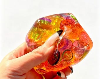 Colorful Jelly Button Cube Taba Squishy | Clear Moldable Fidget Toy | ASMR Tactile Squeeze | Retro Aesthetic Desk Pet | Adult Sensory Gift