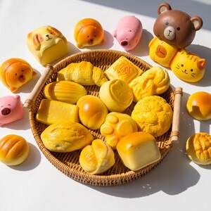 3Pcs Slow Rising Bread Squishy Blind Box | Kawaii Milk Bakery Fake Food | Ultra Soft Memory Dough Fidget | ASMR Realistic Bread Desk Pet
