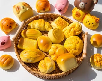3Pcs Slow Rising Bread Squishy Blind Box | Kawaii Milk Bakery Fake Food | Ultra Soft Memory Dough Fidget | ASMR Realistic Bread Desk Pet