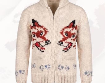 Cardigan Nordic Wolf, giacca unisex con zip, comodo abbigliamento streetwear invernale