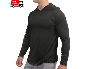 Herr, Hoodie, UPF 50+, Solskydd, Lätt, Snabbtorkande, Utomhus, Vandring, Löpning, Sport, Andningsbar