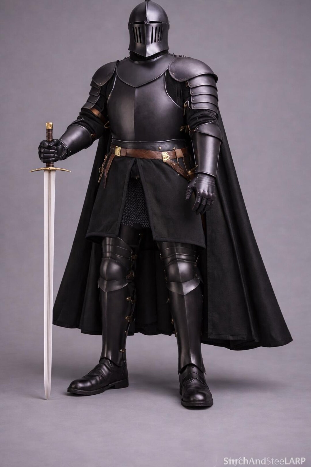 Black Knight Full Plate Armor Suit | Medieval Gothic Armor Set With ...
