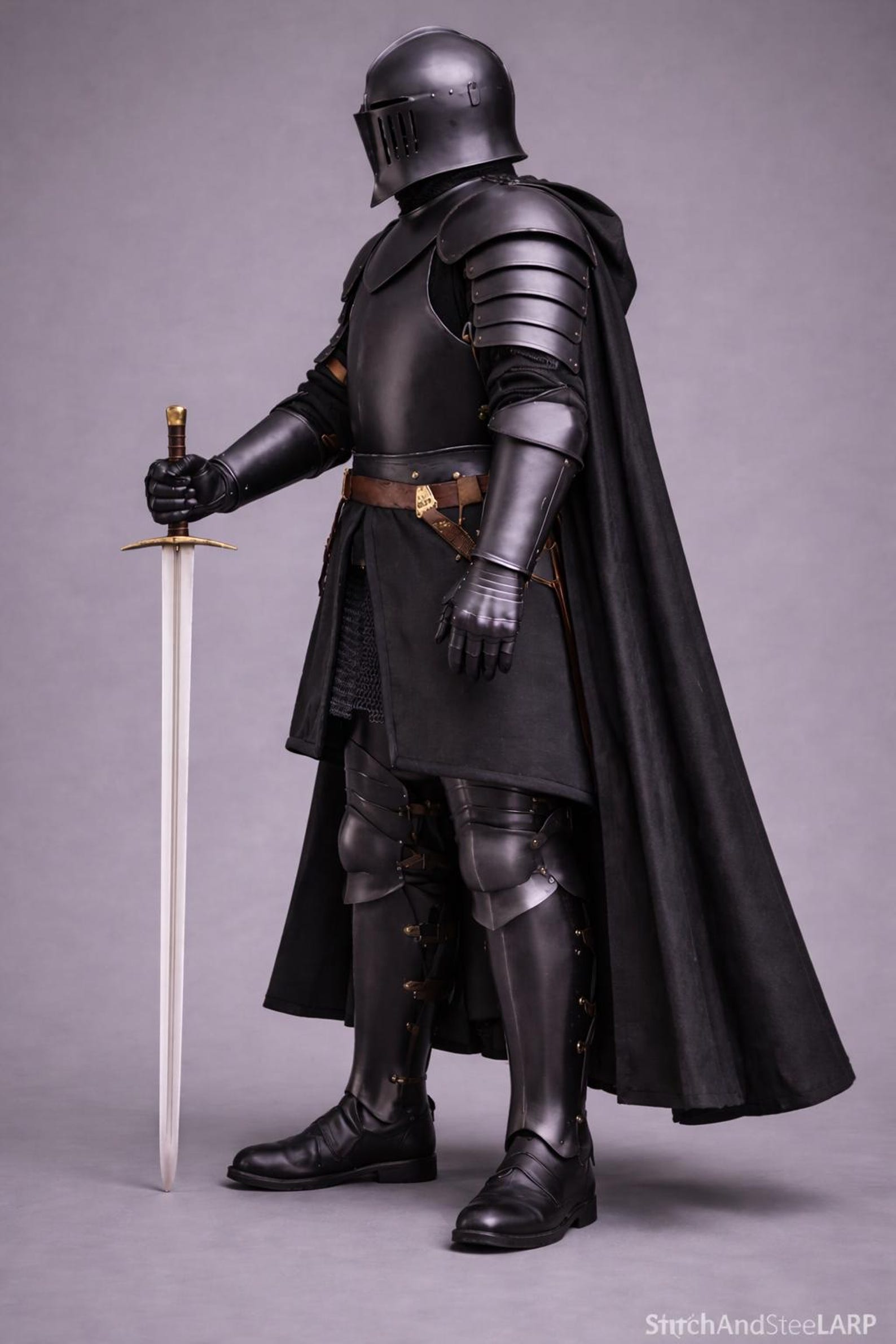 Black Knight Full Plate Armor Suit | Medieval Gothic Armor Set With ...