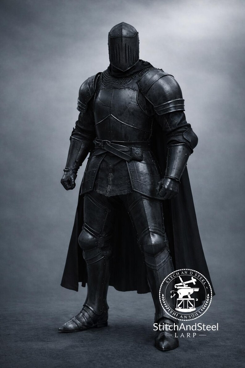 Black Knight Full Armor Suit – Medieval Steel Plate Armor With Cape ...