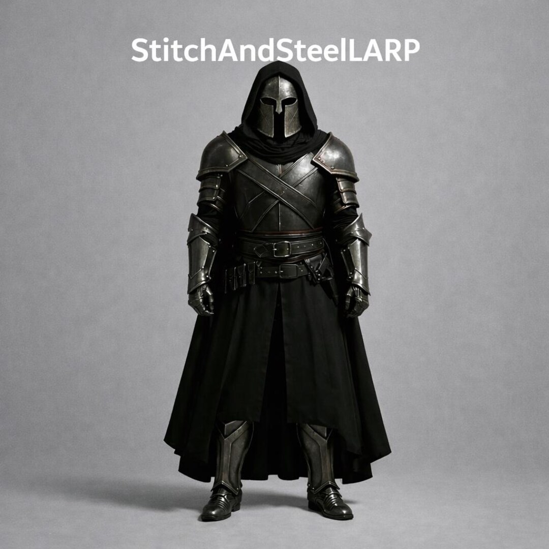 Medieval Knight Armor Costume Set – Dark Steel LARP Armor With Helmet ...