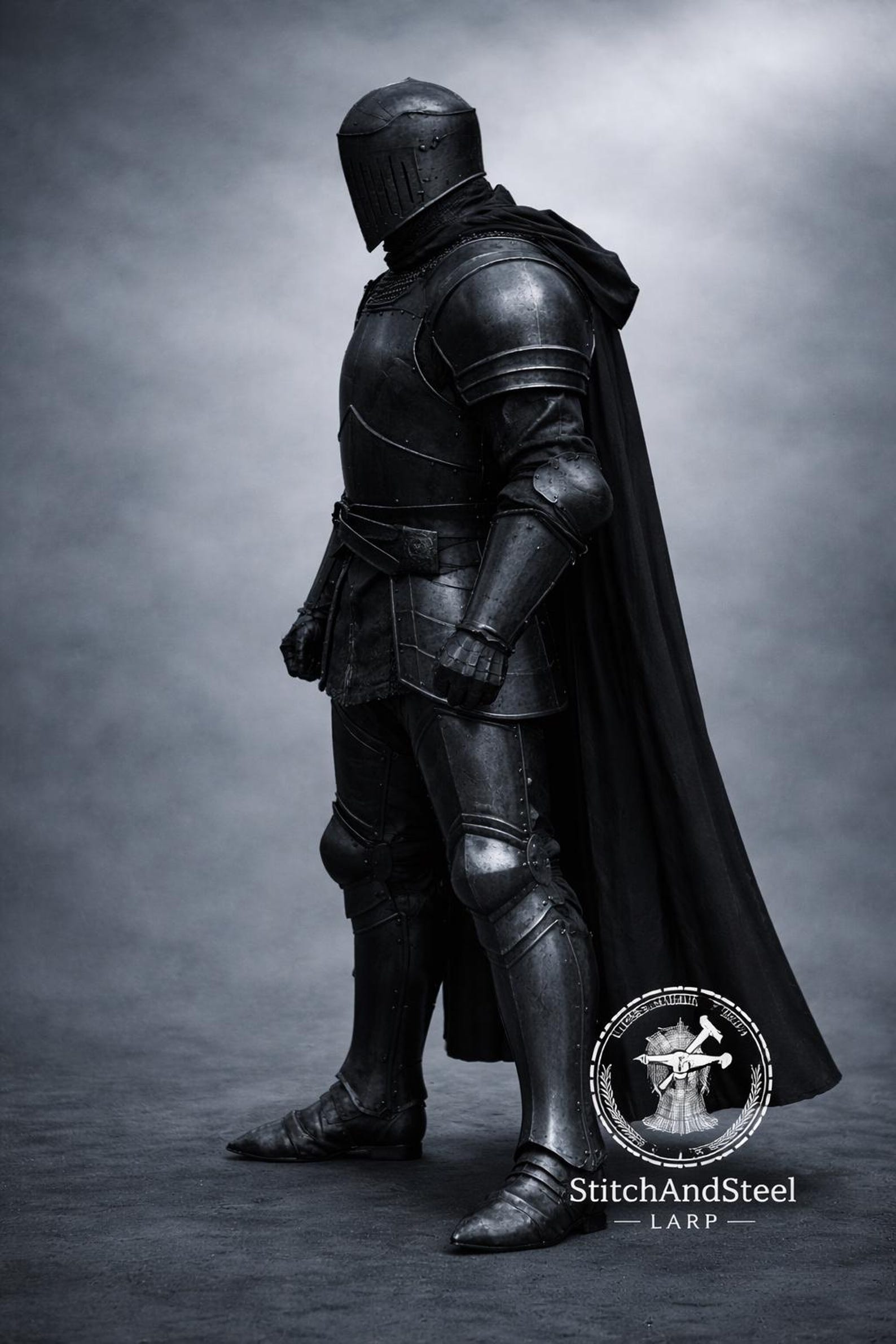 Black Knight Full Armor Suit – Medieval Steel Plate Armor With Cape ...