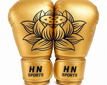 Gold Boxing Gloves HN SPORTS – Premium Leather, Lotus Design