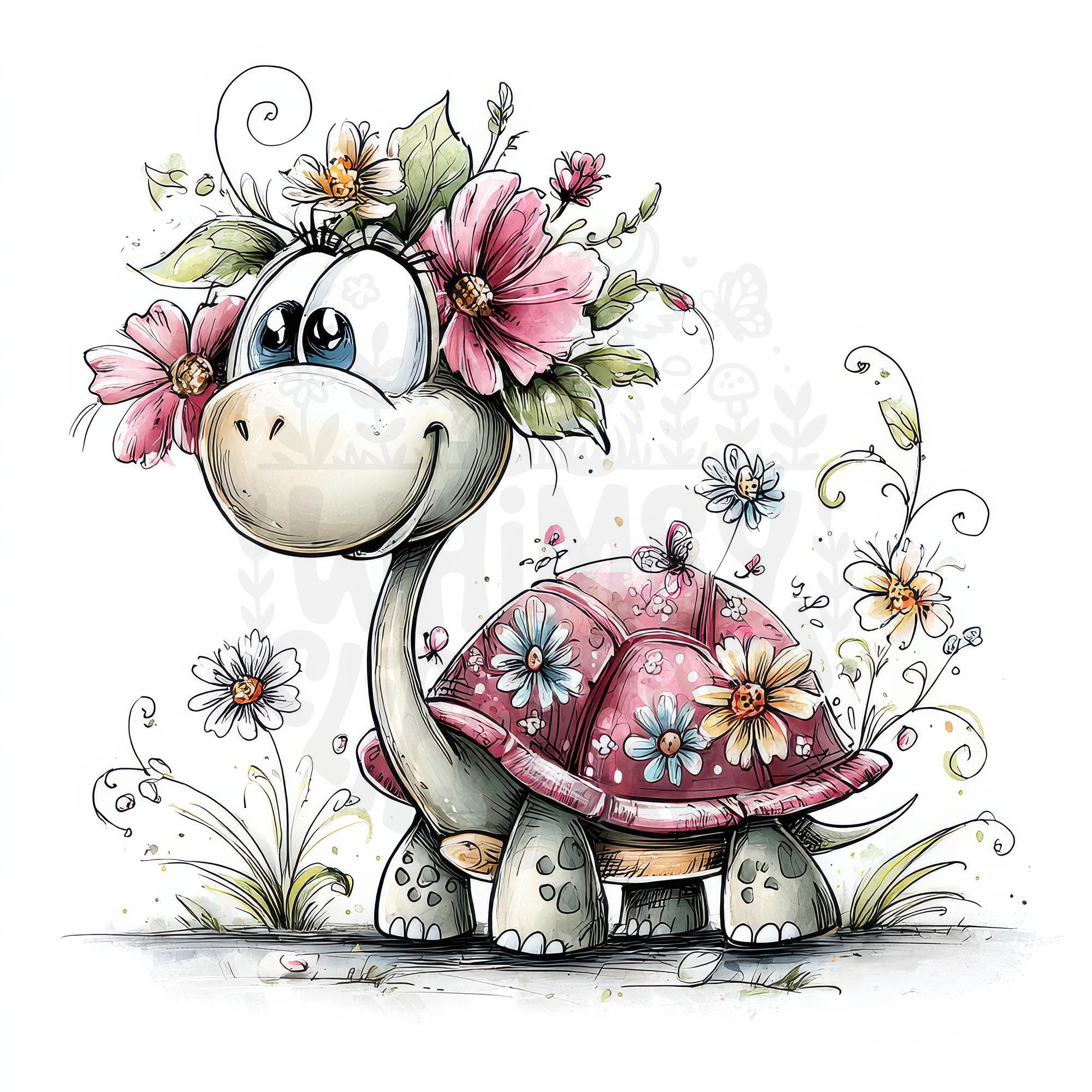 31 JPG Spring Turtles Clipart Bundle – Cute Turtle Illustrations ...
