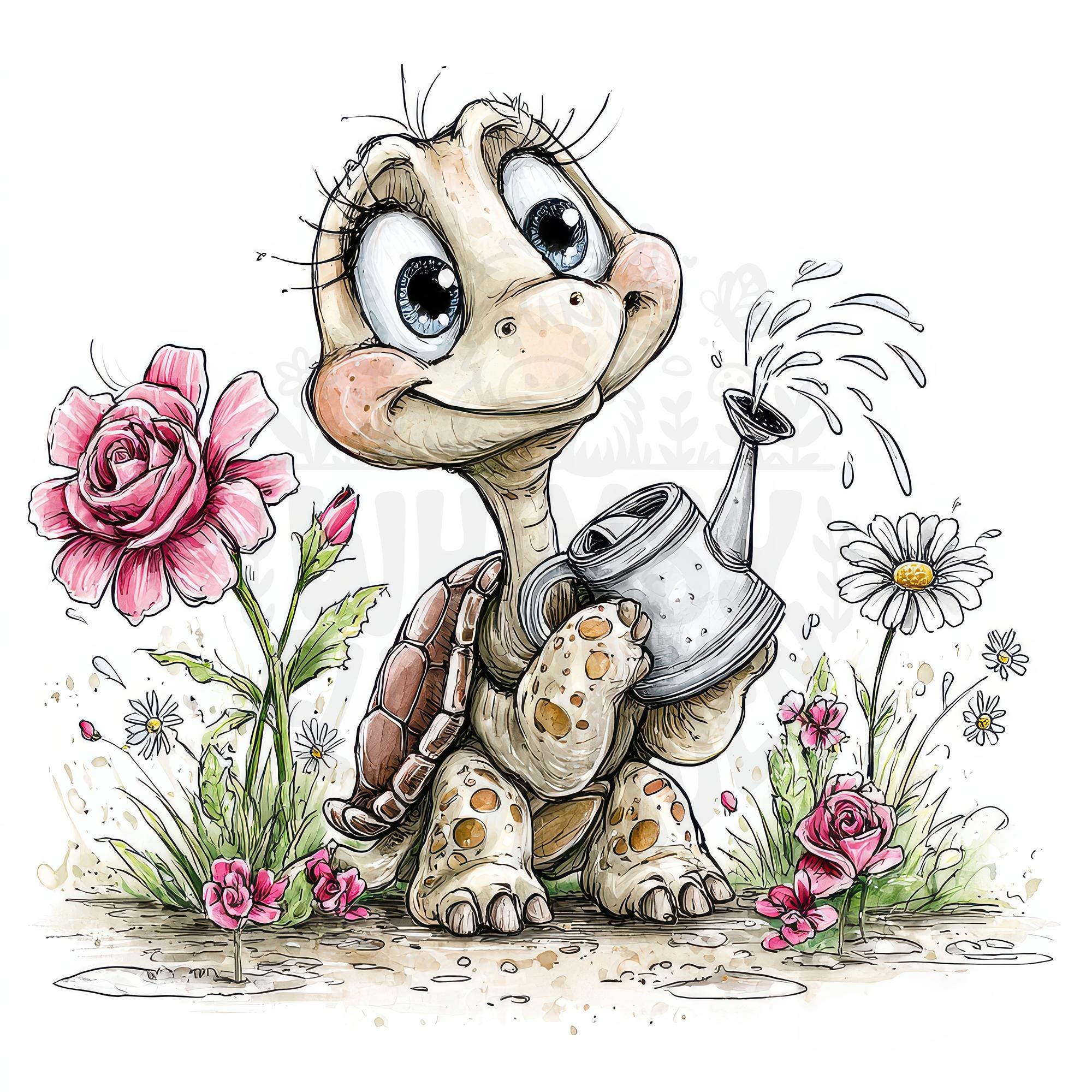 31 JPG Spring Turtles Clipart Bundle – Cute Turtle Illustrations ...