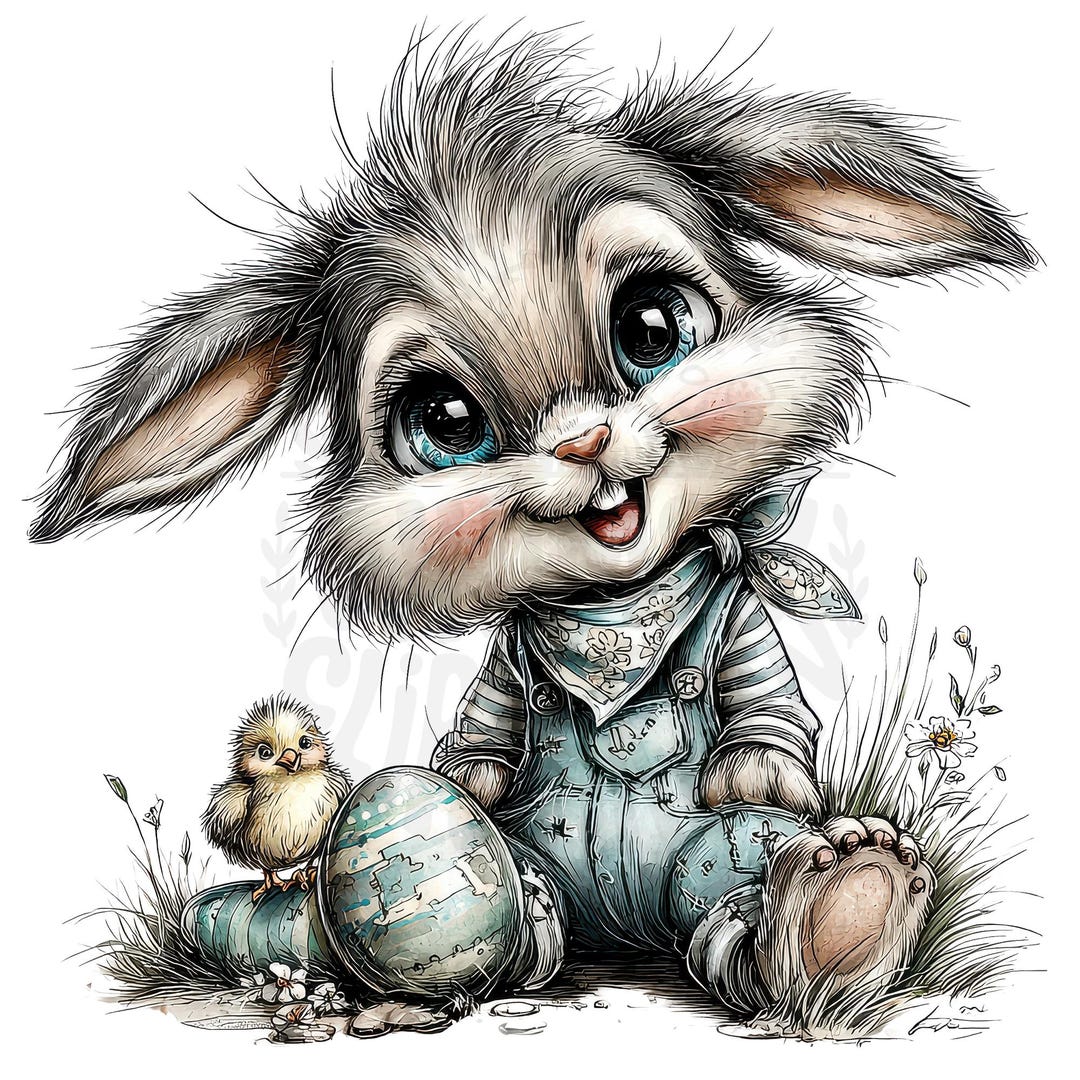 27 Whimsical Easter Bunny PNG Clipart Bundle Cute Spring Clipart Easter ...