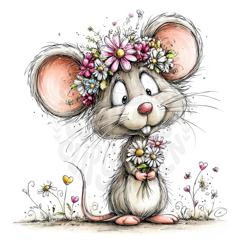 28 JPG Whimsical Spring Mouse Clipart Bundle – Cute Spring Mice ...