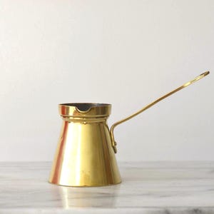 Vintage French Brass Coffee Pot | Small Cezve Iberia | Rustic Kitchen Decor | Espresso Warmer | Collectable Cookware