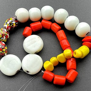 VINTAGE: 16&quot; Unique Large Glass Bead Strand - Furnace Crafted - Jewelry Beads - Artisan Made - Glasswork - Unique Find