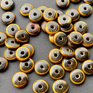 SUPPLY: 25pcs - Rustic Horn Flat Disk Beads - Natural Beads - Amber Horn Beads