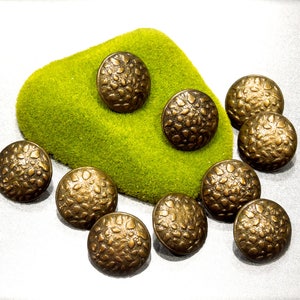 VINTAGE: 8pcs - Solid Metal Textured Nugget Shank Buttons - Bronze Tone Buttons - Sewing, Crafts, Jewelry