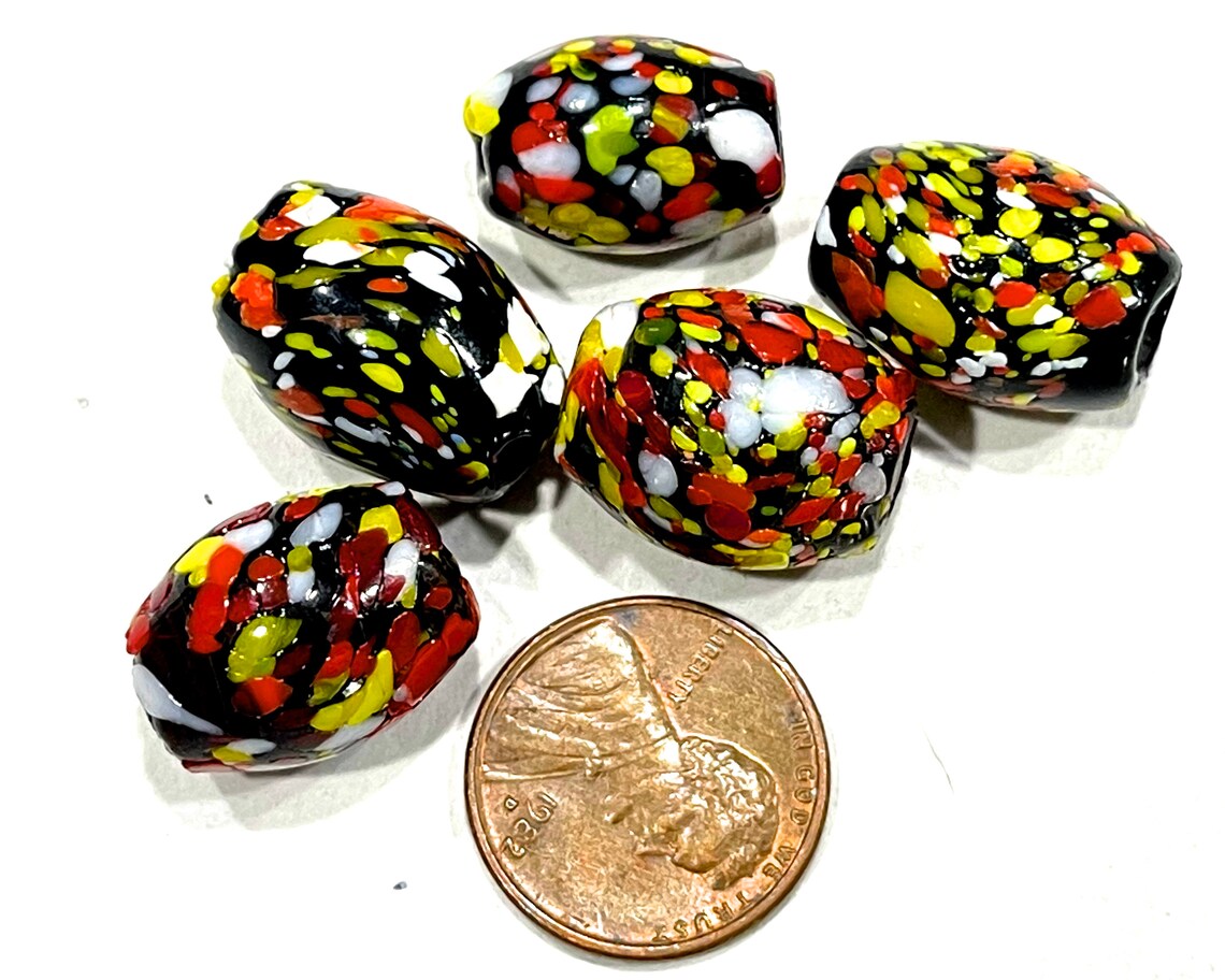 VINTAGE 10pcs Old Glass Beads Macrame Beads Large Hole Etsy