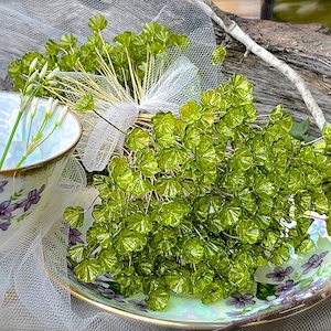 Glass Flower Headpins Jewelry Flower Brass Wire Beads DIY Crafts Charms Bouquet Wedding Stems Millinery Fairy Handmade Lamp-work Leaves