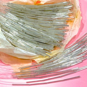 VINTAGE: 10pcs - Old Mercury Glass Silver Tube Bead Picks - Corsage, Bouquet, Floral, Millinery, Crafts, Gift Wrapping, Holiday Decor