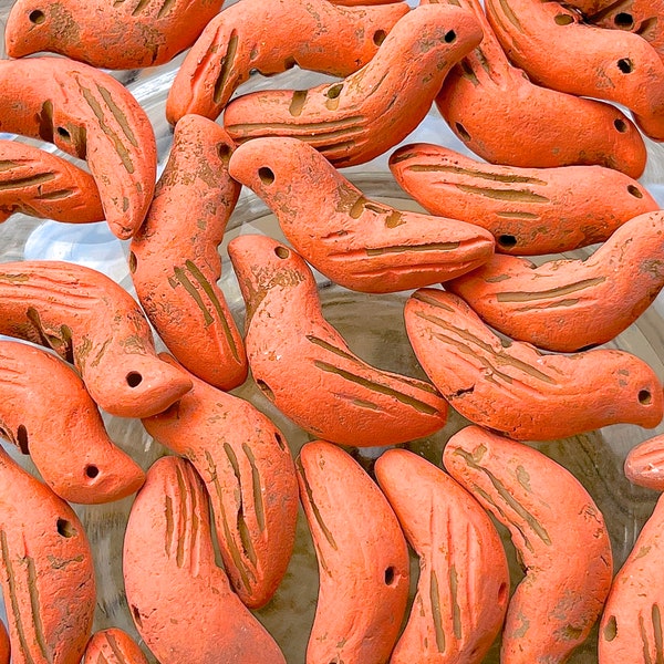 Ceramic Bird Beads Jewelry Handcrafted Terra Cotta Pottery Clay Mexican Crafts Artisan Fiesta Offering Miniature Folk Art Best Seller