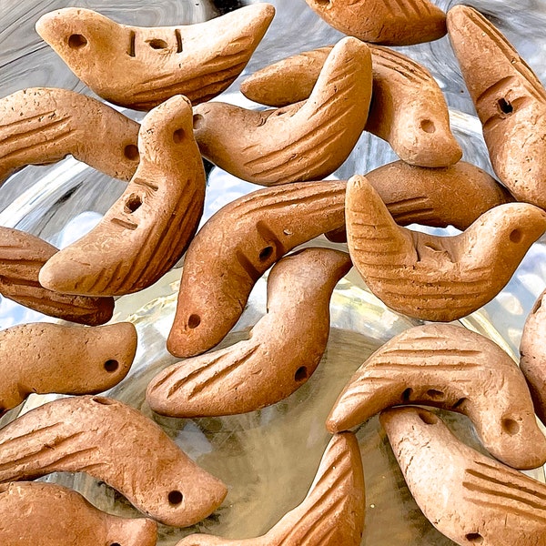 Ceramic Bird Beads Jewelry Handcrafted Terra Cotta Pottery Clay Mexican Crafts Artisan Fiesta Offering Miniature Folk Art Best Seller