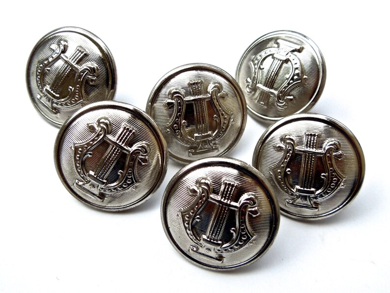 SUPPLY 4 Military Musical Lyre or Harp Shank Buttons Etsy