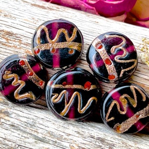 SUPPLY: 5pcs - Specialty Lamp-work Gold Foiled Glass Beads - Centerpiece Beads - Colorful Beads